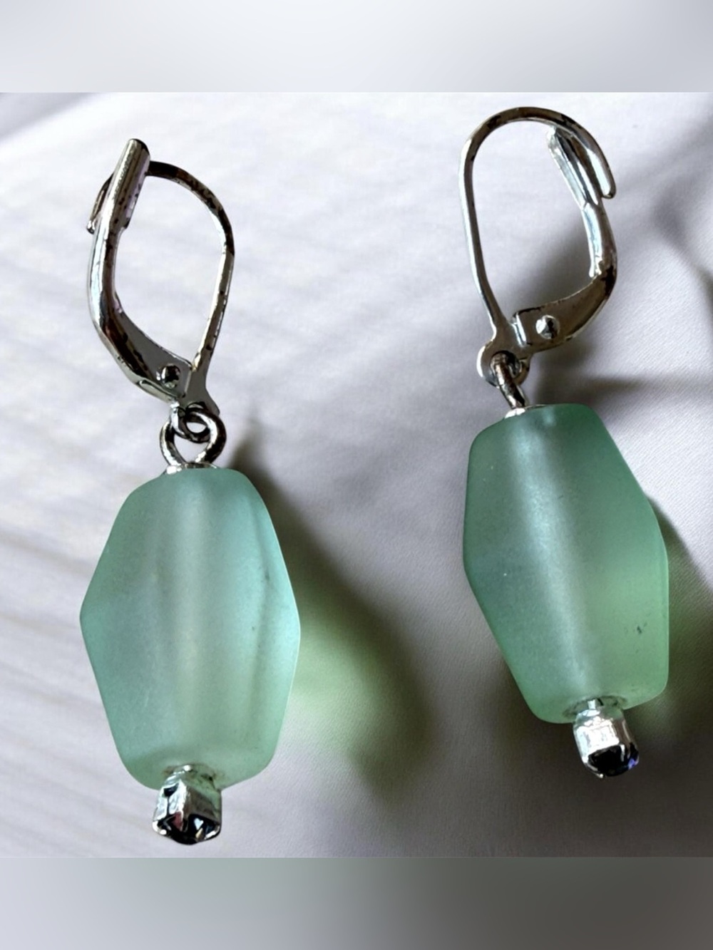 Seafoam Green Glass Drop Earrings!